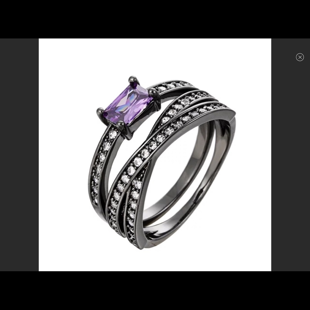Purple Double Band Ring Set